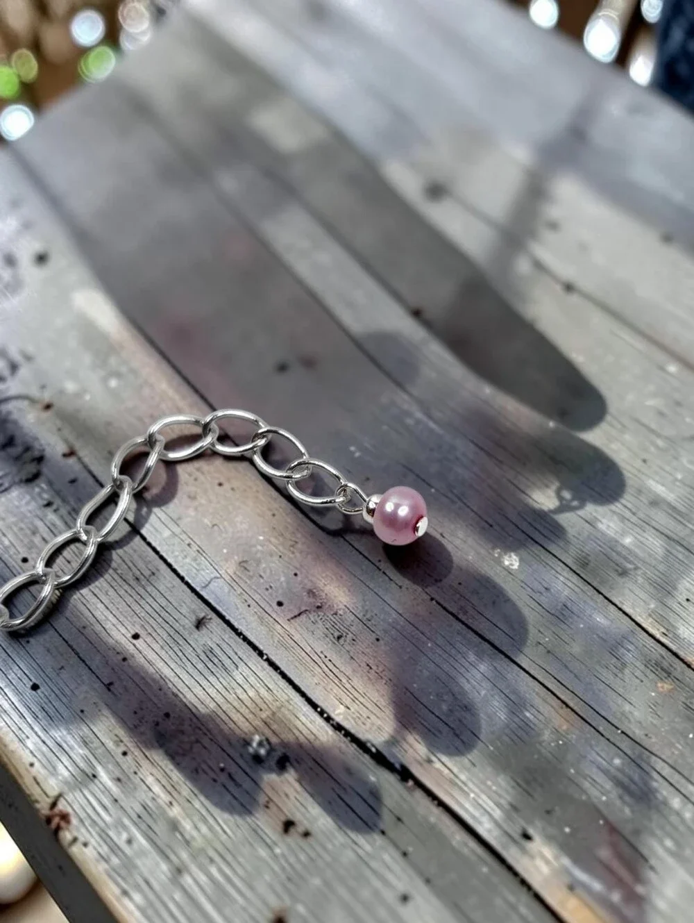 Dainty Vintage Pearl Necklace Pale Pink 925 Sterling Silver and Chain Extender